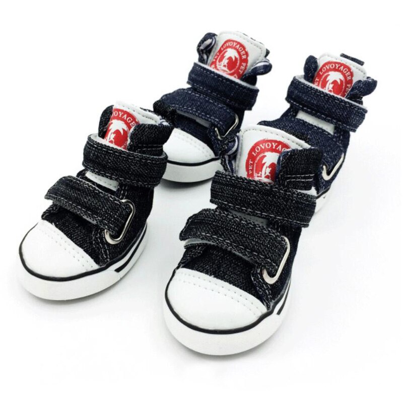 4 Stks/set Hond Schoenen Pet Dog Antislip Canvas Boot Chihuahua Puppy Kat Denim Blauw Sneakers Voor Kleine Grote honden Schoenen Dierbenodigdheden