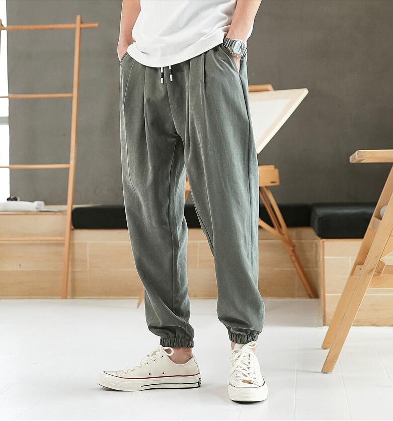 men pants korea style loose vintage casual streetwear pencil pants plus size elasticity man oversize big sales Harem pants 56 58: 9XL-130-140KG / Gray