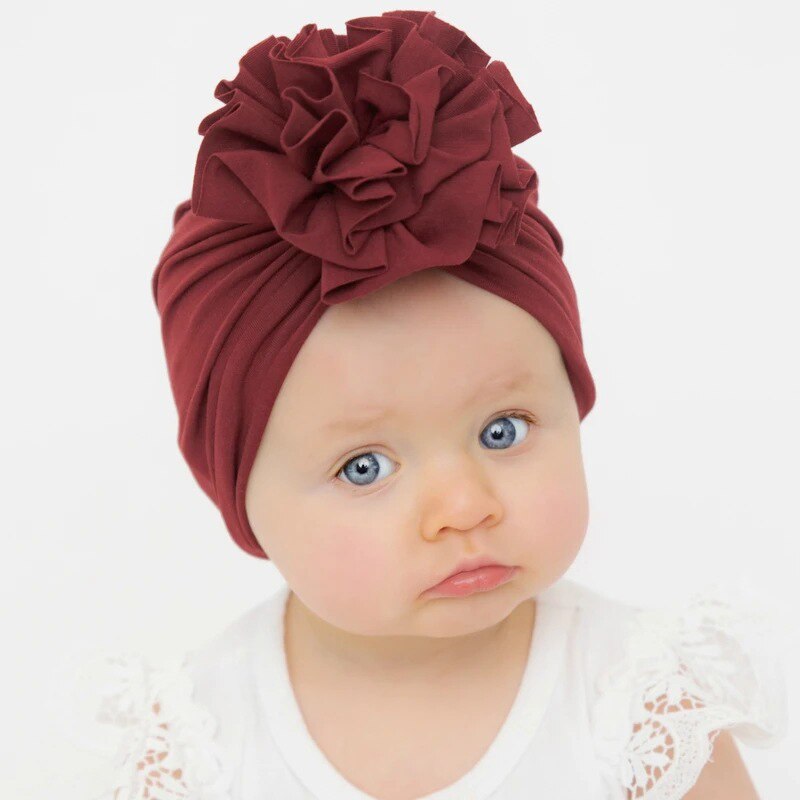 Flor do bebê menina bandana com gorro boné de algodão macio crianças turbante criança faixa de cabelo headbands para meninas acessórios de cabelo do bebê