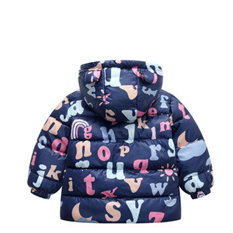 Herfst Winter Kinderen Cartoon Afdrukken Patroon Donsjack Jongens Meisjes Modieuze Thermische Jas Baby Fleece Warm Houden Jas