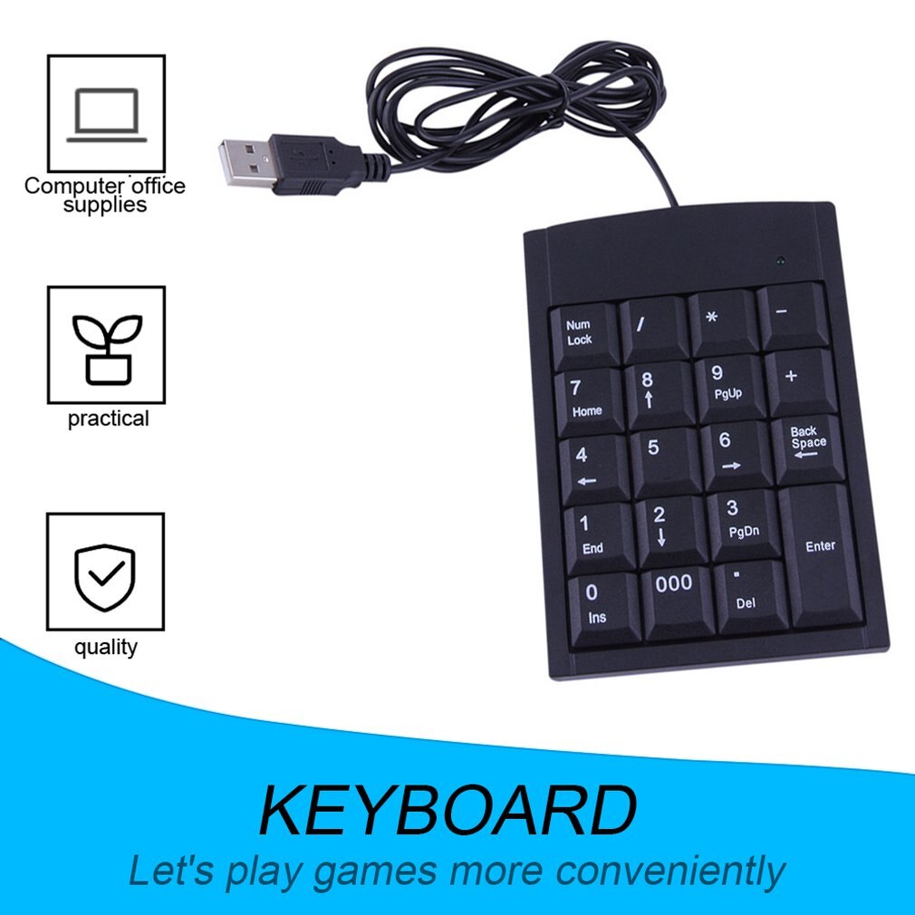 1pc mini usb bekabelde numerieke toetsenbord adapter 19 toetsen voor laptop pc zwart nieuwste