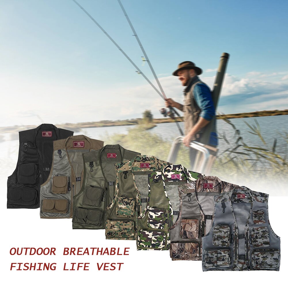 Outdoor Sport Fishing Life Vest Men Breathable Swimming Life Jacket Safety Waistcoat Survival Utility Vest Buoyancy Waistcoat