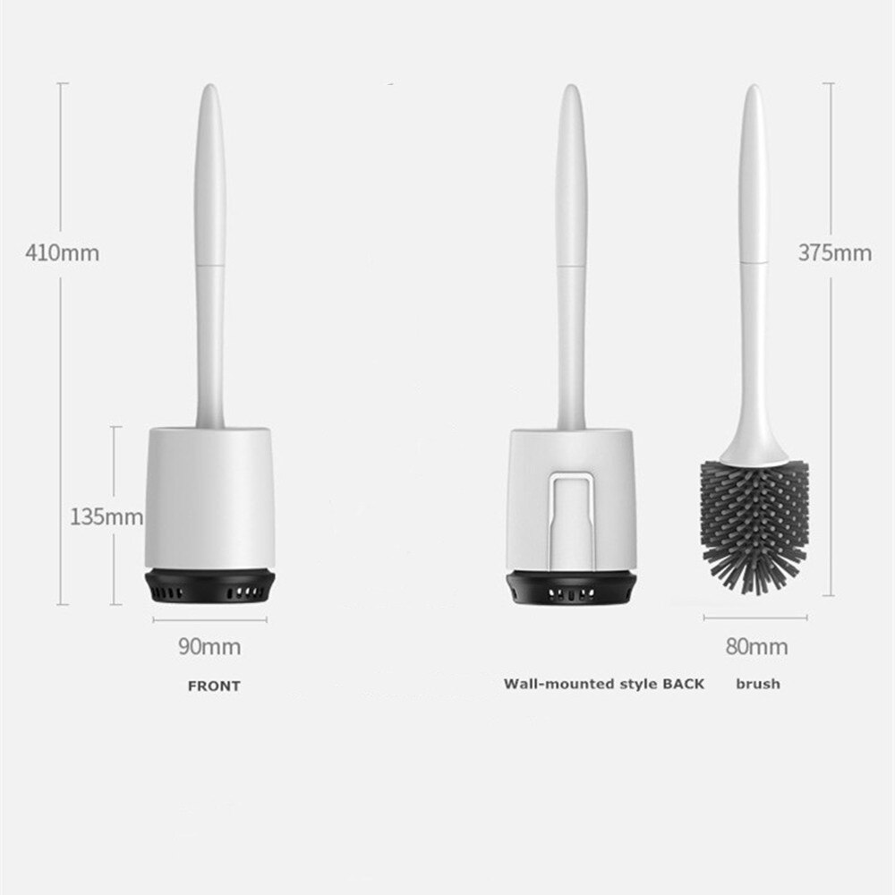 Toalettbørste i silikon med myk børste, toalettbørste på badet og holdersett, konstruert av slitesterk termoplastisk gummi