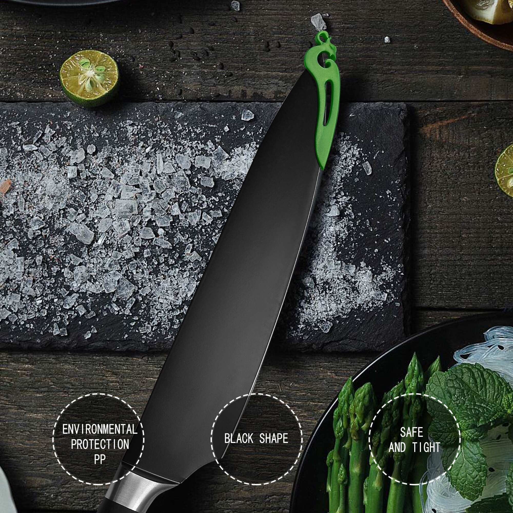 Couvercle de pointe de couteau de cuisine, 50 pièces/lot, blagues pratiques, couvercle de protection, couteau élargi, pointes de couteau en plastique, étui transparent