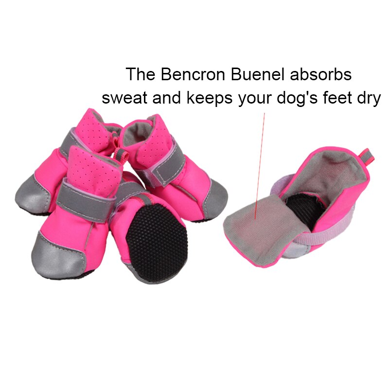 Chaussures réfléchissantes pour chiens et chats, bottes de protection des pattes pour animaux de compagnie, antidérapantes, respirantes et imperméables, 4 tailles