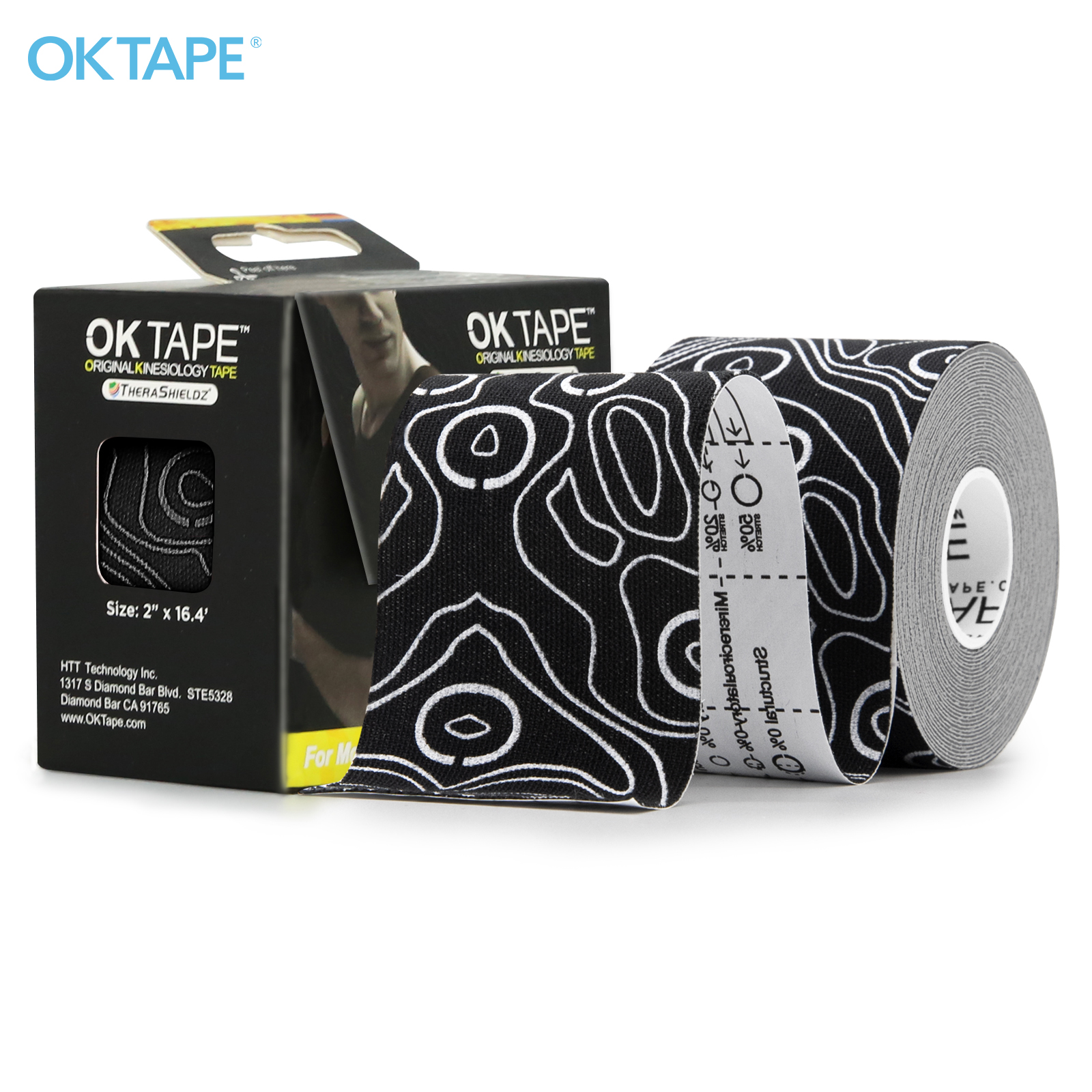 OK Band Profi Kinesiologie-Band, frei geschnitten, atmungsaktiv, wasserdicht, elastisch, Sportbandage, latexfrei, Fitness-Studio, Schmerzlinderung, 5 cm x 5 m
