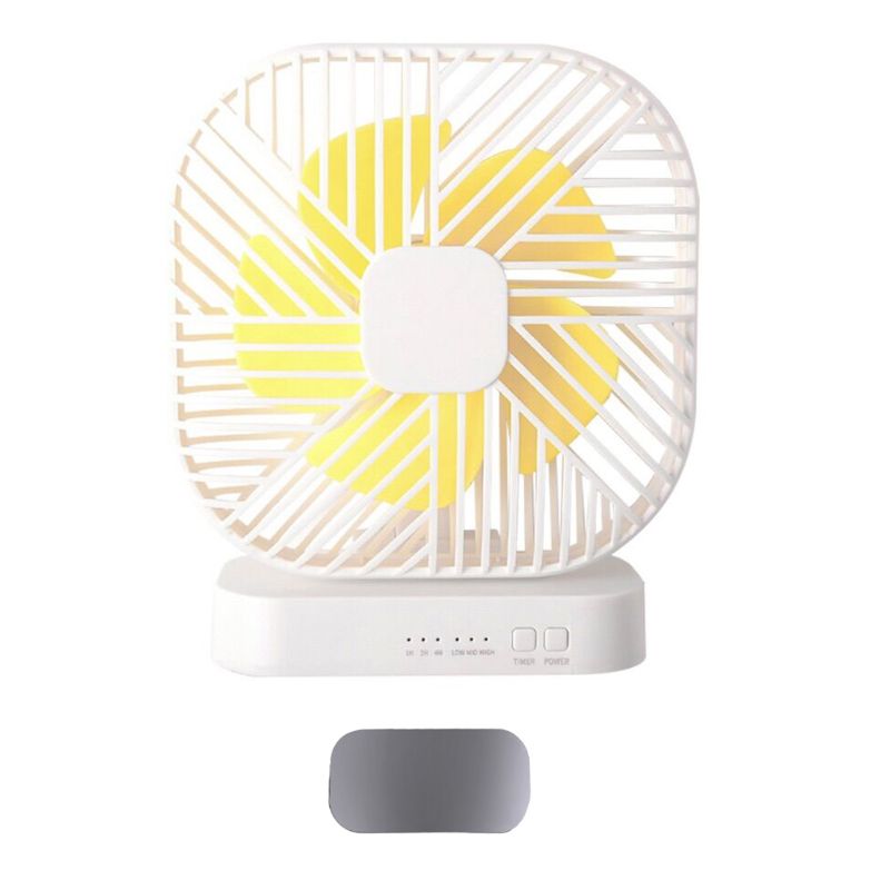 Universal Magnetic Mini Fan USB or 4x AA Battery Powered Desk Fan with 3 Speed Timing Function Personal Fans for Camping Office: White Magnetic