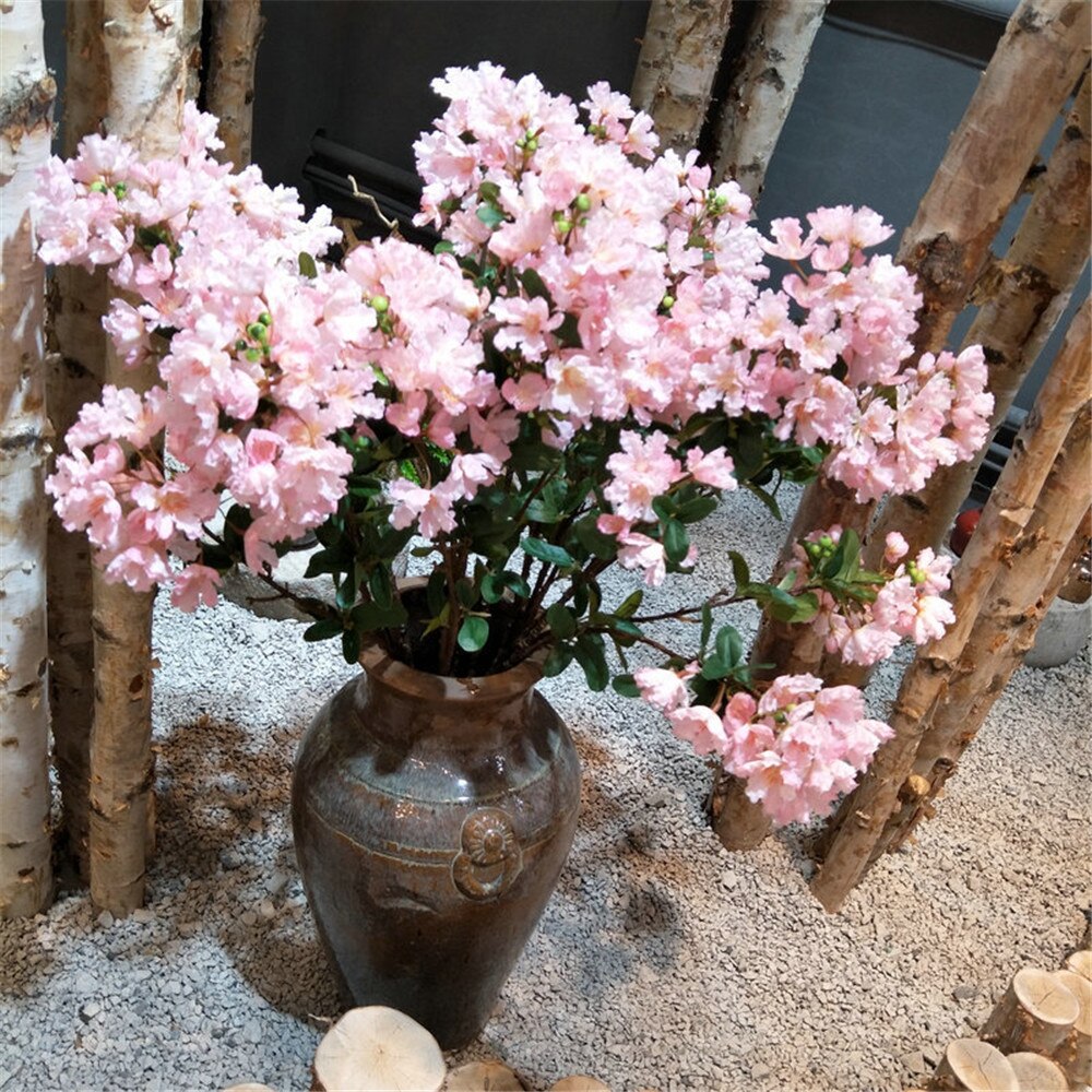 7p Artificial Crape Myrtle Flower Branches 3 stems Encryption Tree Decorative Silk Flower Wedding Floral Cherry Flowers