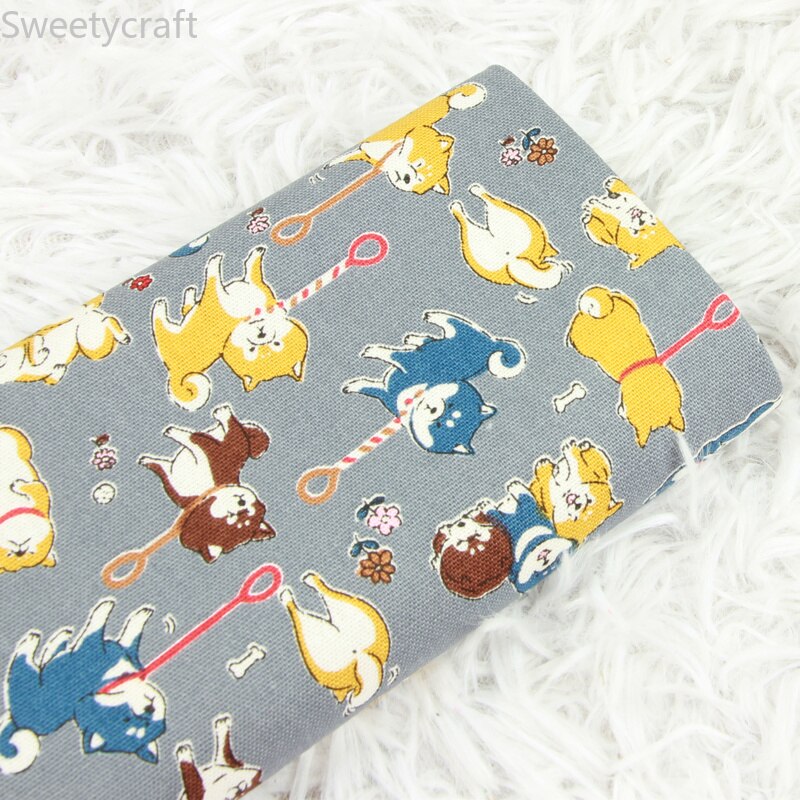 110 x 45cm dikke katoenen stof per meter schattige dieren shiba inu print stof tissus telas stoffen tecido handgemaakt naaien patchwork diy
