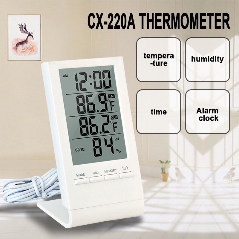Thermometer Hygrometer Thermohygrometer with Probe for Measure Indoor and Outdoor Temperature Battery Not Included