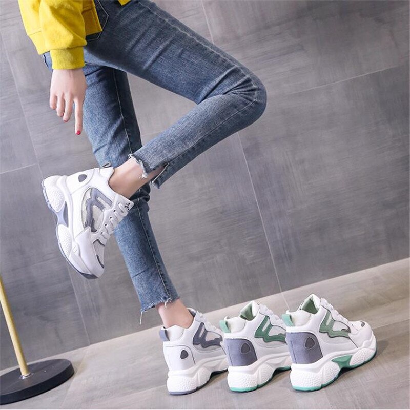 Kvinder høj platform sko åndbar kvinder højde stigende sko 9 cm tykke såler sneakers kvinde deportivas mujer