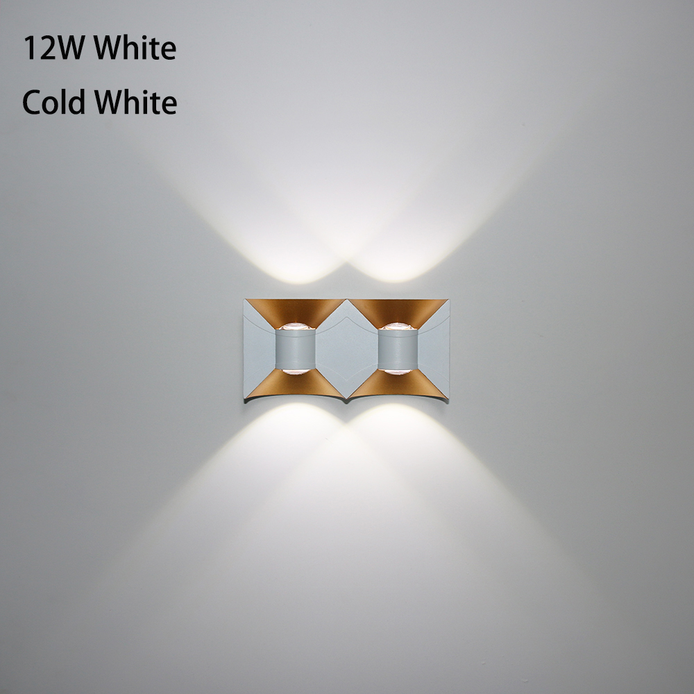 Moderne 6W/12W Led Outdoor Wandlampen Waterdichte IP65 Aluminium Home Verlichting Veranda Tuin Licht Woonkamer waterdichte Wandlamp: 12W White Cold White
