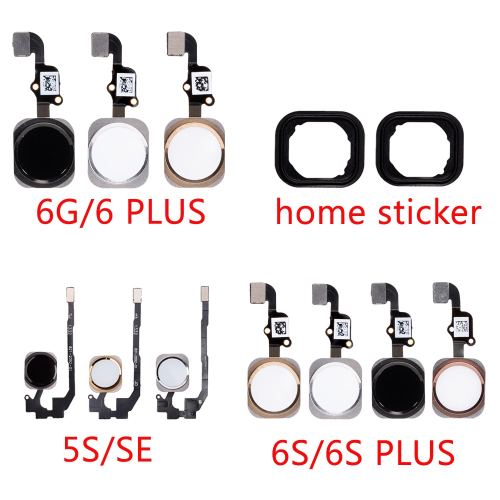 Hjem-knapp flex for iphone 6 6s plus 5s se retur-hjem-knapp med flex-kabel gummi klistremerke reservedeler