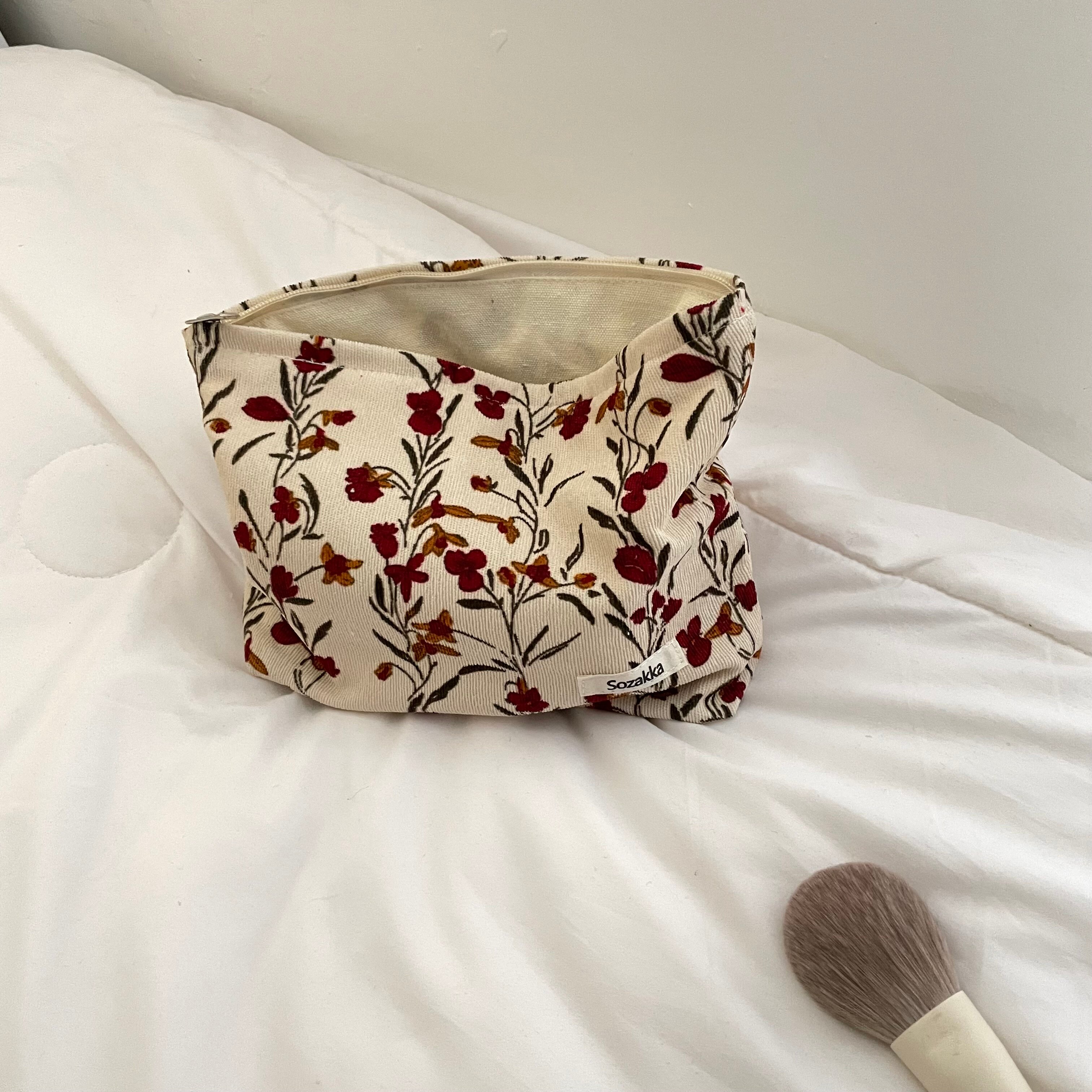 Kabel Kosmetik Tasche retro Blume drucken Kosmetik Tasche Tragbare Waschen Tasche Frauen Reisen Kosmetik Tasche Schönheit Lagerung Tasche: c