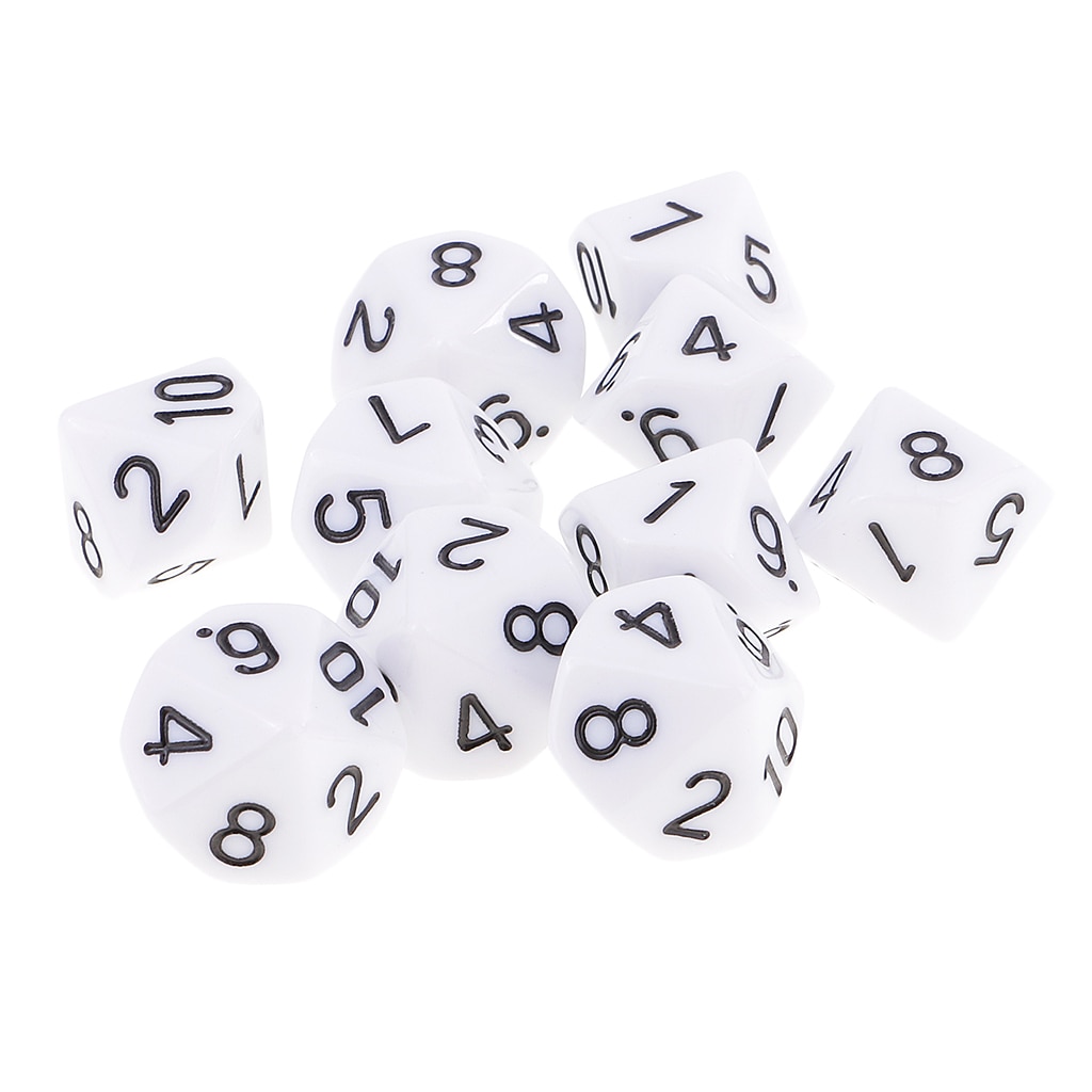 Juego de 10 Uds. Dados de 10 lados D10 16mm para juego de rol