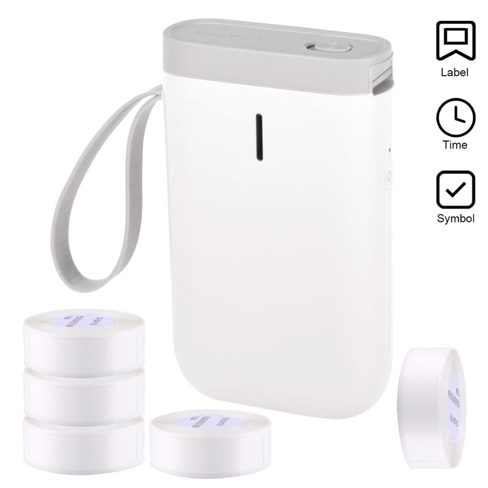 D11 WirelessThermal Label Printer Handheld Label Maker Machine Portable Price Sticker Printer Pocket Wireless Office Printer: White add 5Rolls