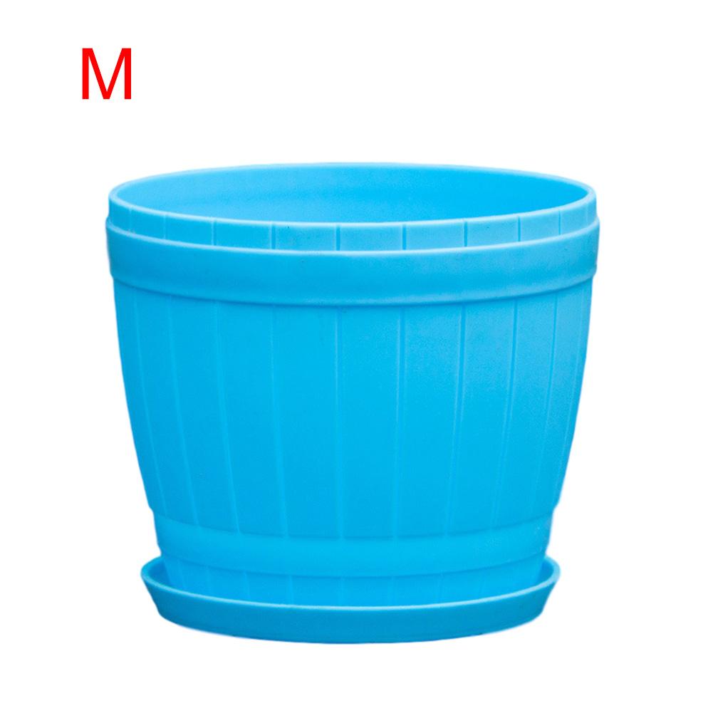Planteur en plastique coloré Pot de fleur plaques ensemble Pots de plantes conteneurs de jardinage avec des trous de drainage garder le sol drainé et ventilé: Blue / Large