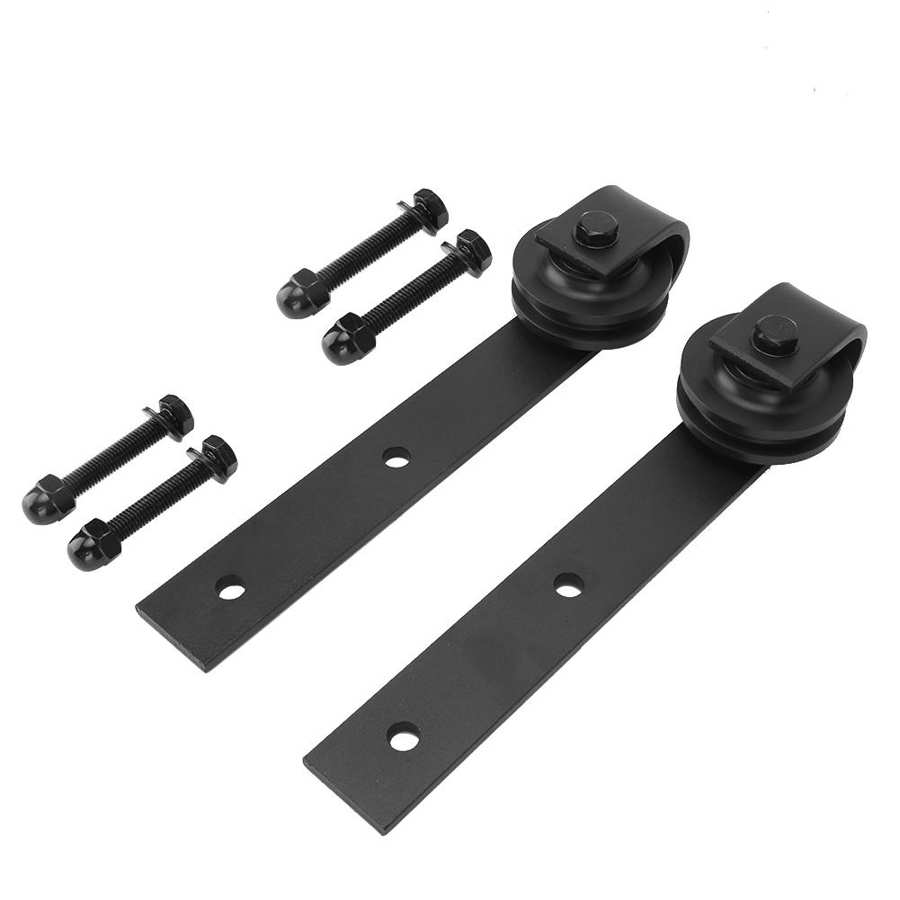 1 Pair Mute Carbon Steel Sliding Rail Pulley Track Rail Roller Set Home Use