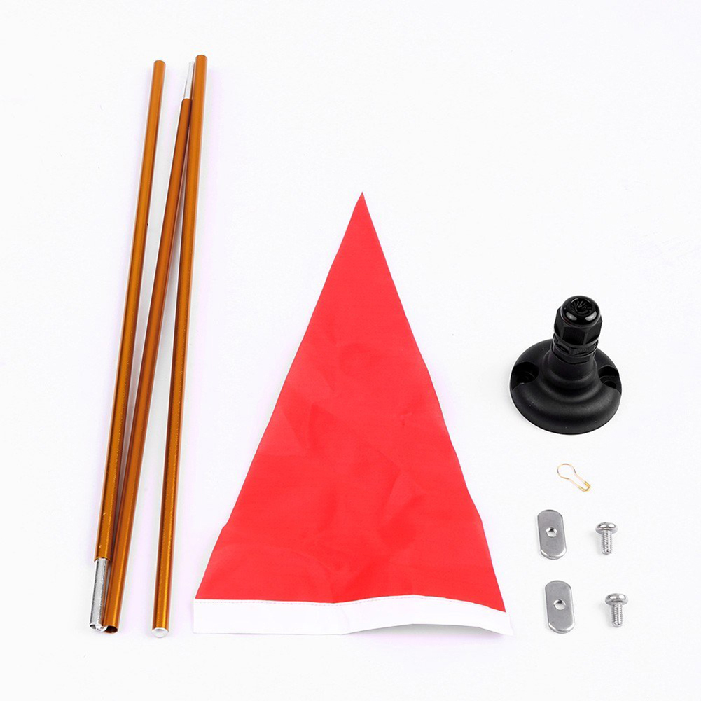 Kit base bandiera di sicurezza per kayak canoa barca con bandiera rossa e palo pieghevole in lega di alluminio per progetti fai da te marini