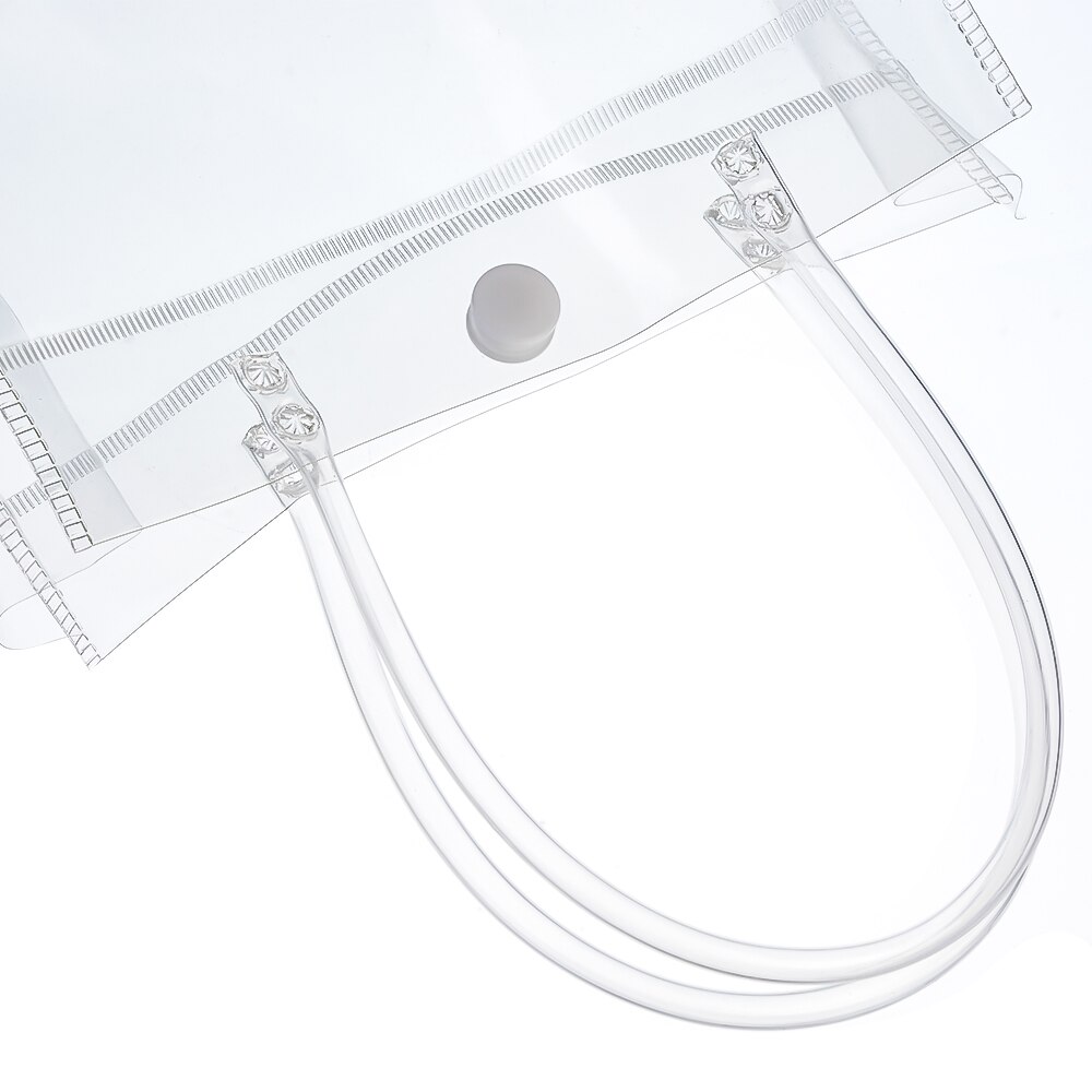 Doorzichtige standtas met drukknoop, transparante pvc-wikkeltas met handvatten, 1 st.