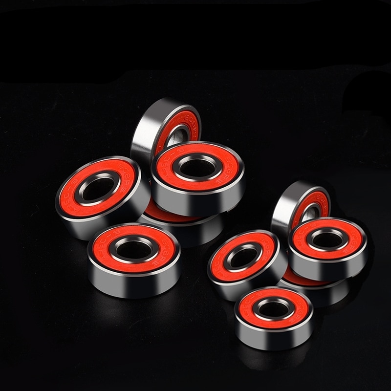 1/10 rolamentos de aço inoxidável do skate do scooter do rolo do elevado desempenho dos pces rolamentos de roda vermelho abec 9 peças de scooter