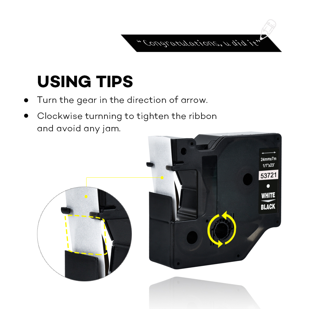 dymo d1 24mm 53721 white on black label tapes Ribbon compatible Dymo D1 label printer for Dymo Label Printer DYMO LM160 LM280