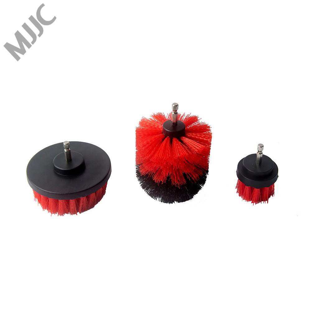 MJJC brosse moyenne et rigide 3 pièces | Avec fixation de perceuse, brosses à récurer pour nettoyer les pneus de voiture, la moquette, les cuisines, les salles de bains