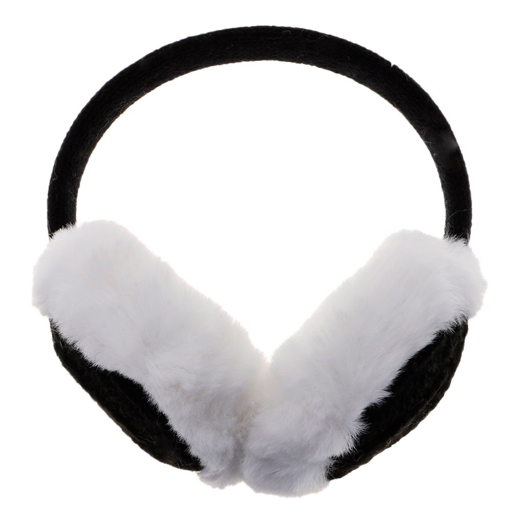 Kvinder vinter uld strikket strik ørebeskyttere øre varmere ørepuder ørepuder hovedbøjle: Sort
