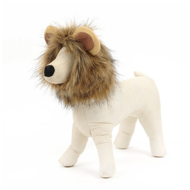 Disfraz de gato, peluca de Melena De León para mascotas y perros, sombrero de León con orejas para vacaciones y de Cosplay, color marrón
