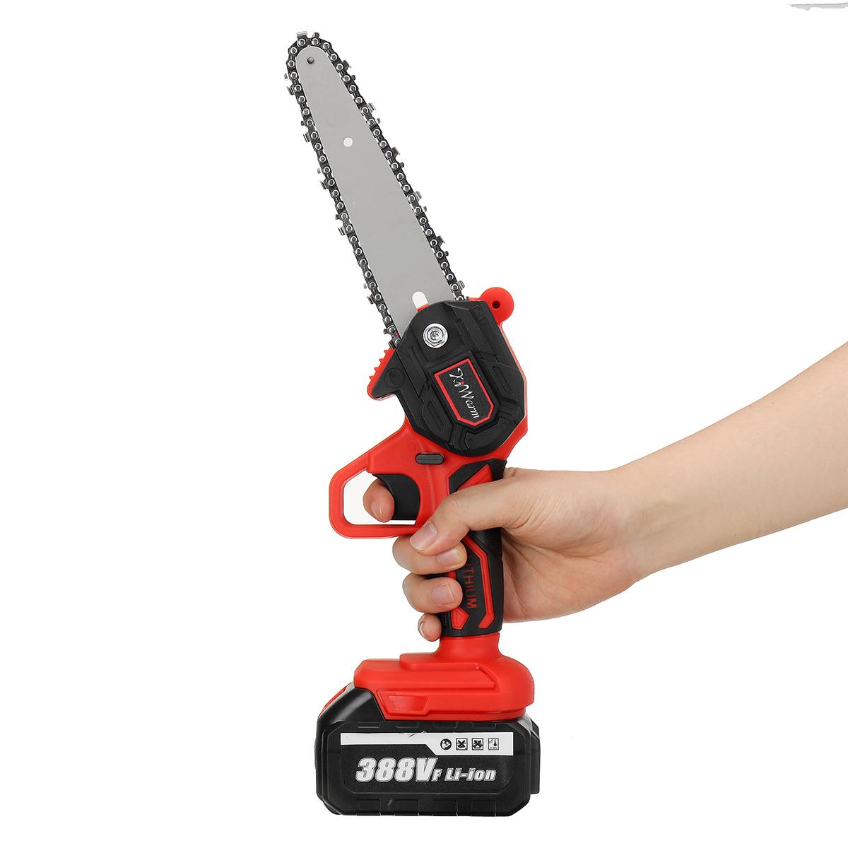 3000W 6Inch 388V Cordless Electric Chain Saw With 2Pc Battery Woodworking Cutter Pruning ChainSaw Garden Logging Saw Power Tools
