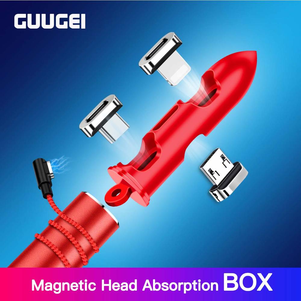 GUUGEI Magnetische Kabel Stecker Fall Micro USB Typ C Portable Storage Box Magnet Anschluss Kopf Tipps Container Kugel Stecker Fall