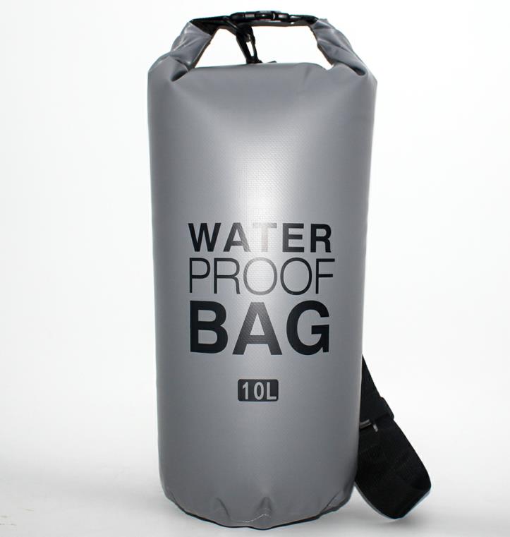 10L 15L Outdoor PVC Swimming Waterproof Dry Ocean Pack Sack Pouch Bag Swim Rafting Impermeable Water Proof Bag: Gray 10L