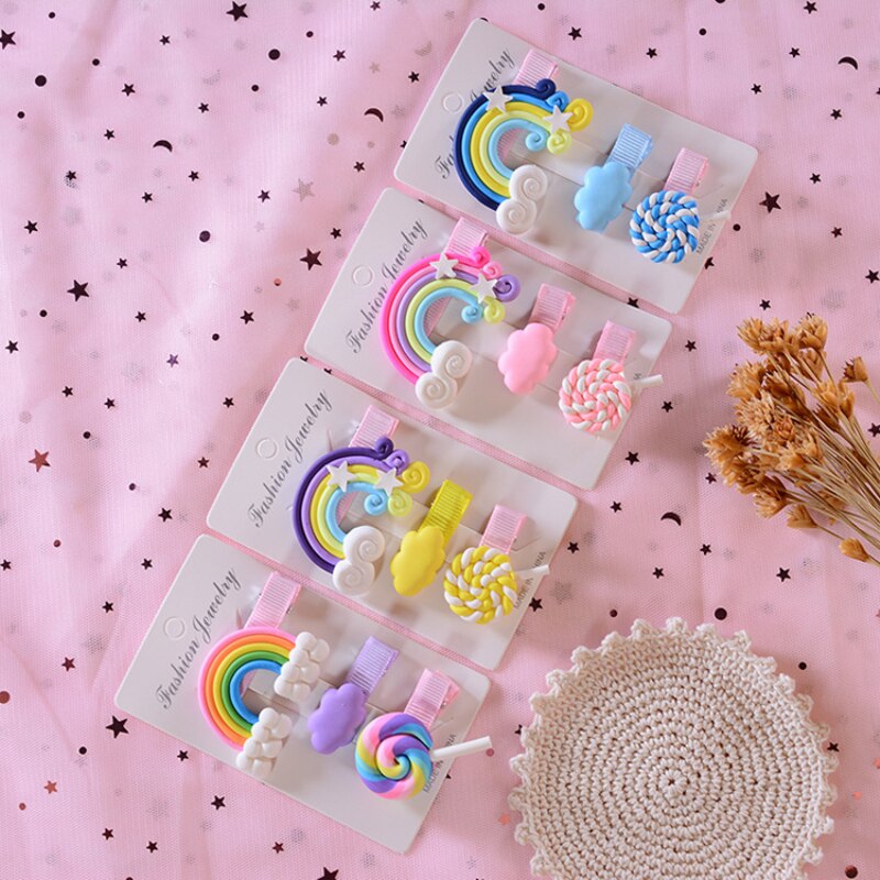 3 uds Piruleta de arcoíris para niños horquilla accesorios de lindos una variedad de colores de caramelo para elegir, de cumpleaños para bebés