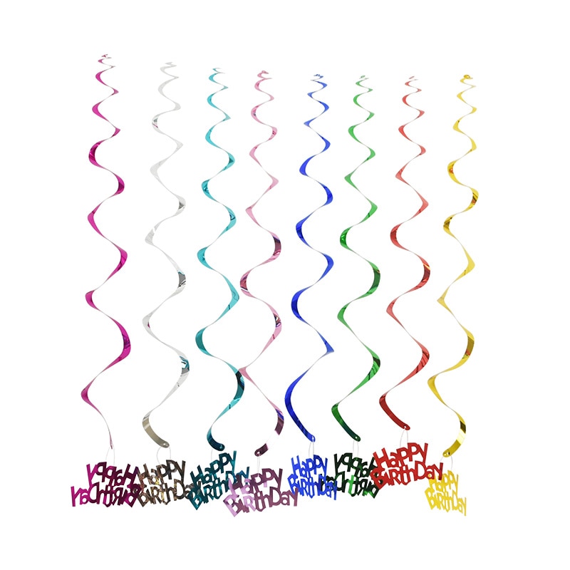 1 set pvc grattis på födelsedagen stjärnor spiral virvel tak hänge dekor bröllop hängande girlanger bunting party födelsedag tillbehör