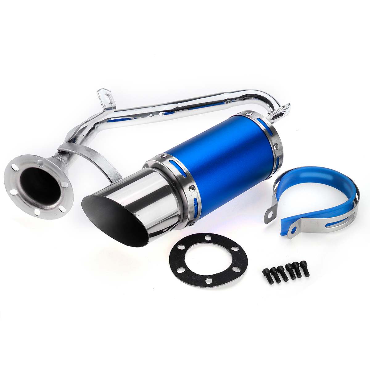 50mm/2in GY6 Performance Motorcycle Exhaust silencer Stainless Steel Short Carbon Fiber For 4 Stroke Scooter GY6 125cc 150cc: Blue