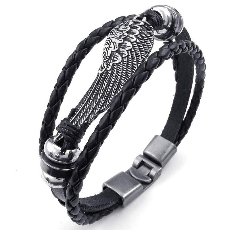 1pcs Jewelry Bracelet, Angelic Feathered Bracelet & 1pcs Jewelry Men's Necklace, Chain m Cord with Bag - 55cm