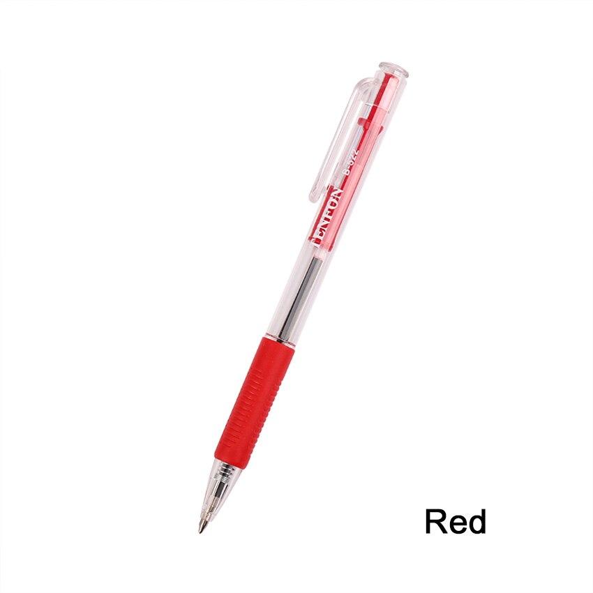TENFON 1PC bolígrafo de plástico rojo azul y negro 3 colores bolígrafo de punta de bola transparente B-522: Red