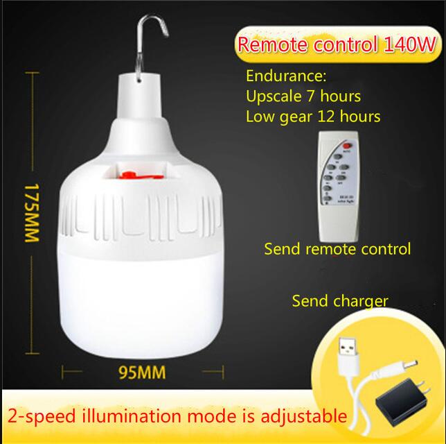 Remote control USB charging 18650 lithium battery LED emergency light wireless camping light tent chandelier barbecue light: C