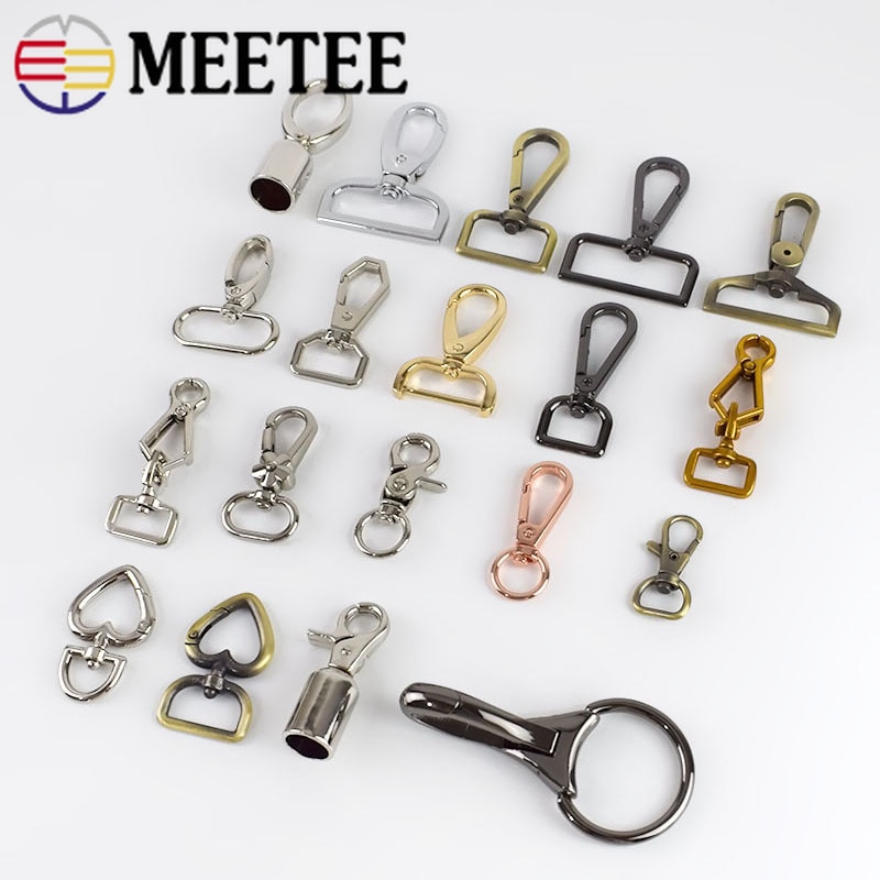 Meetee Metal Bag Spring Buckle Carbines Swivel Lobster Clasp Snap Key Chain Ring Strap Stopper Cord Hooks Hardware Accessory