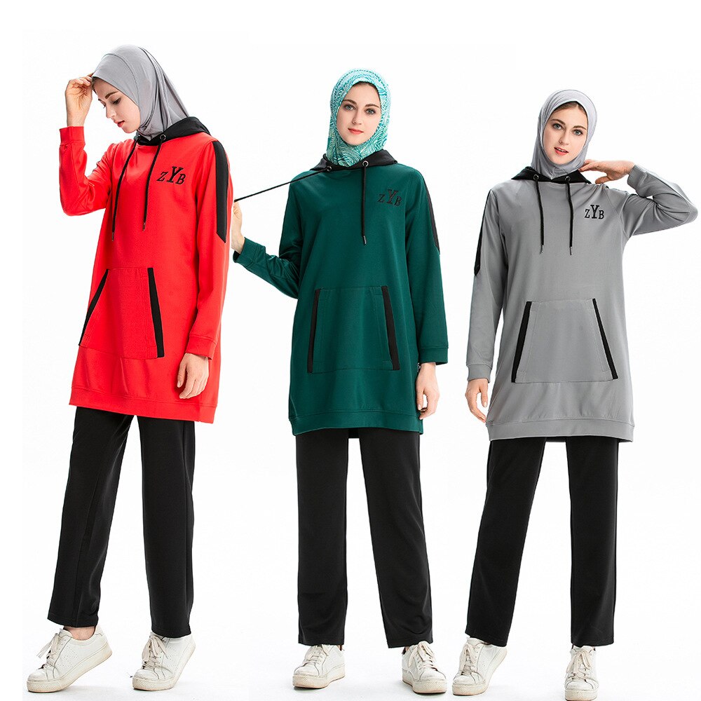 Moslim sportkleding trainingspak dames katoenen tweedelig set hoodie joggingbroek sporttops broeken kleding pakken