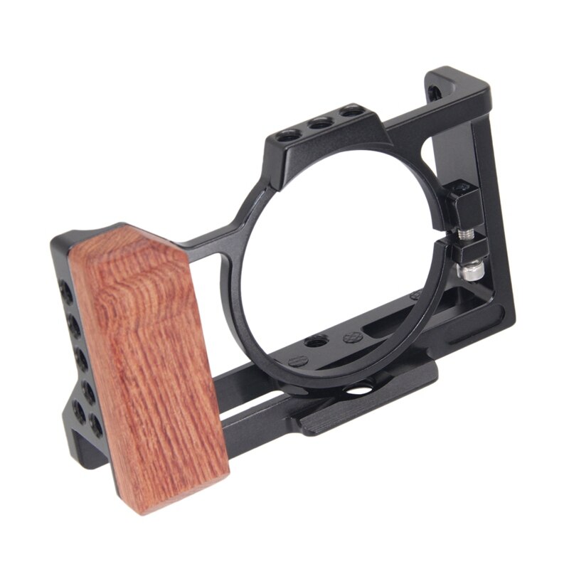 Camera Cage for Sony ZV1 with Wooden Side Handle Cold Shoe for Microphone Led Light Camera