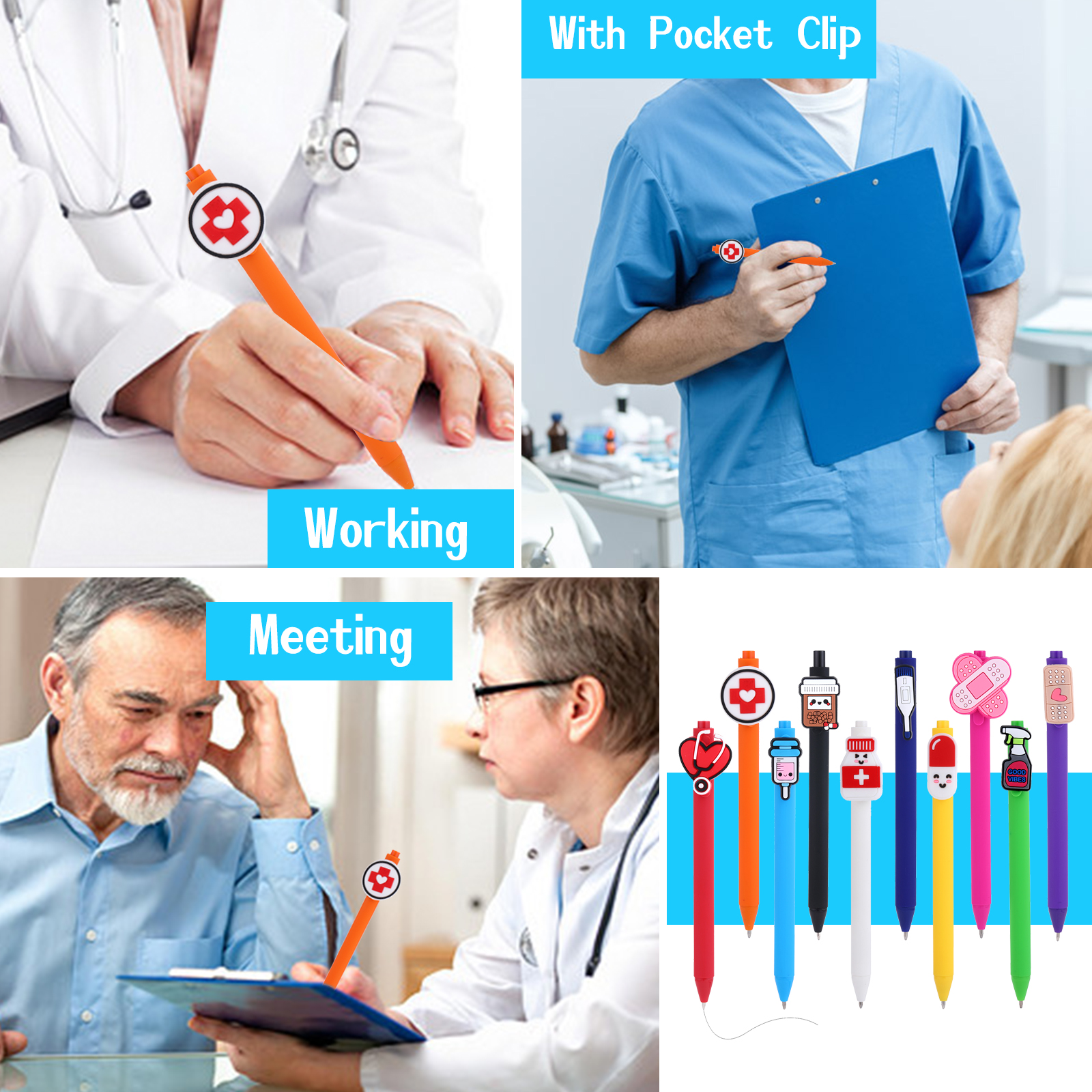 10 Stück Krankenschwester-Stifte | Lustiges, bestes, süßes Krankenschwester-Stiftset, Zubehör für Arbeit, Krankenpflege, Intensiv; Muss , Essentials, Krankenschwestern