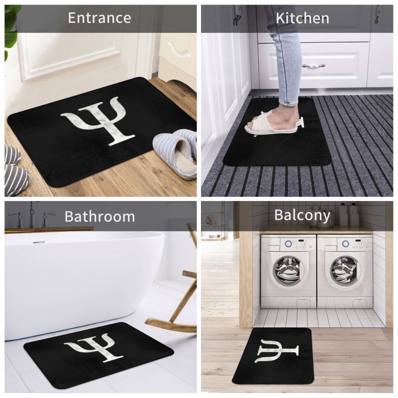 Custom Psychology Marble Psi Symbol Doormat Anti-Slip Entrance Room Door Floor Mat Psychologist Teacher Garden Carpet Rug