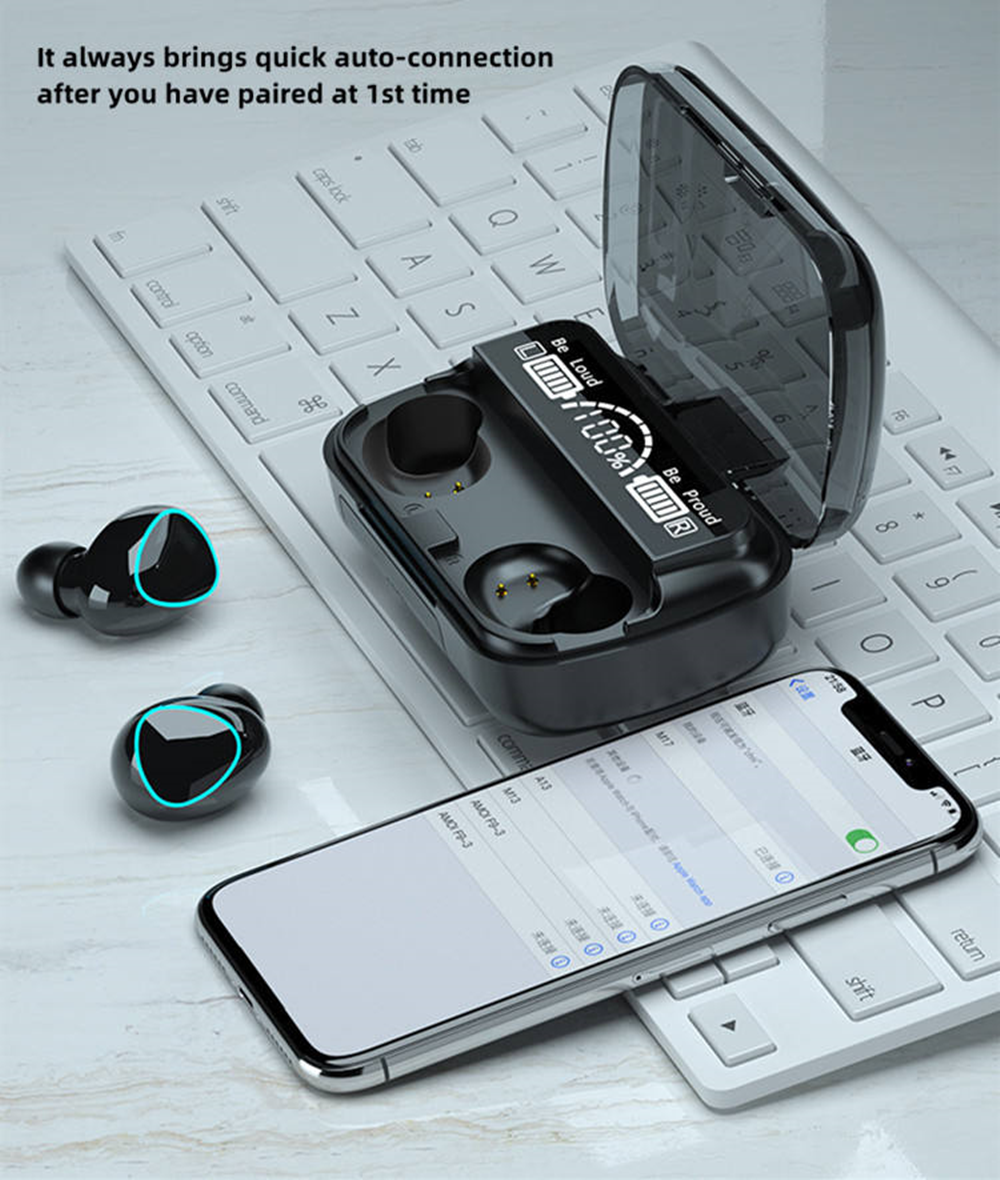 M10 Earphone Wireless Headset Perfect Sound Earbuds Sports Game Music BT Headphone with Power Bank