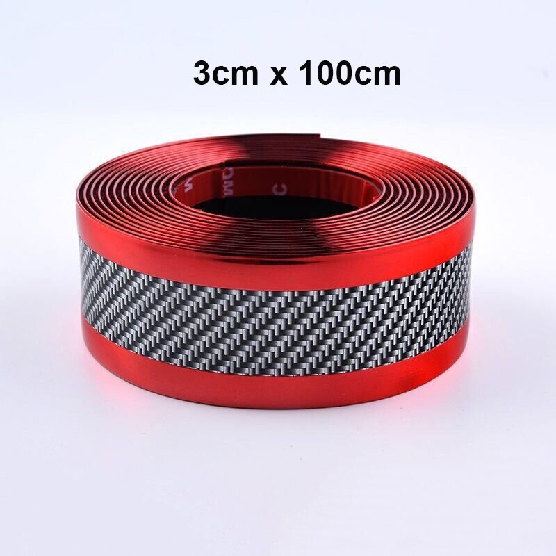 Carbon Fiber Rubber Auto Styling Moulding Strip Zachte Zwarte Bekleding Bumper Strip Diy Instaplijsten Protector Edge Guard Auto Stickers: Red 3 x 100 cm