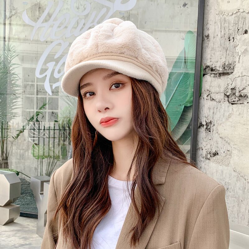 Novo inverno elegante chapéu feminino boinas quentes chapéu de pele grosso quente malha boné de ouvido moda estudante menina boné feminino marcas boina bonés
