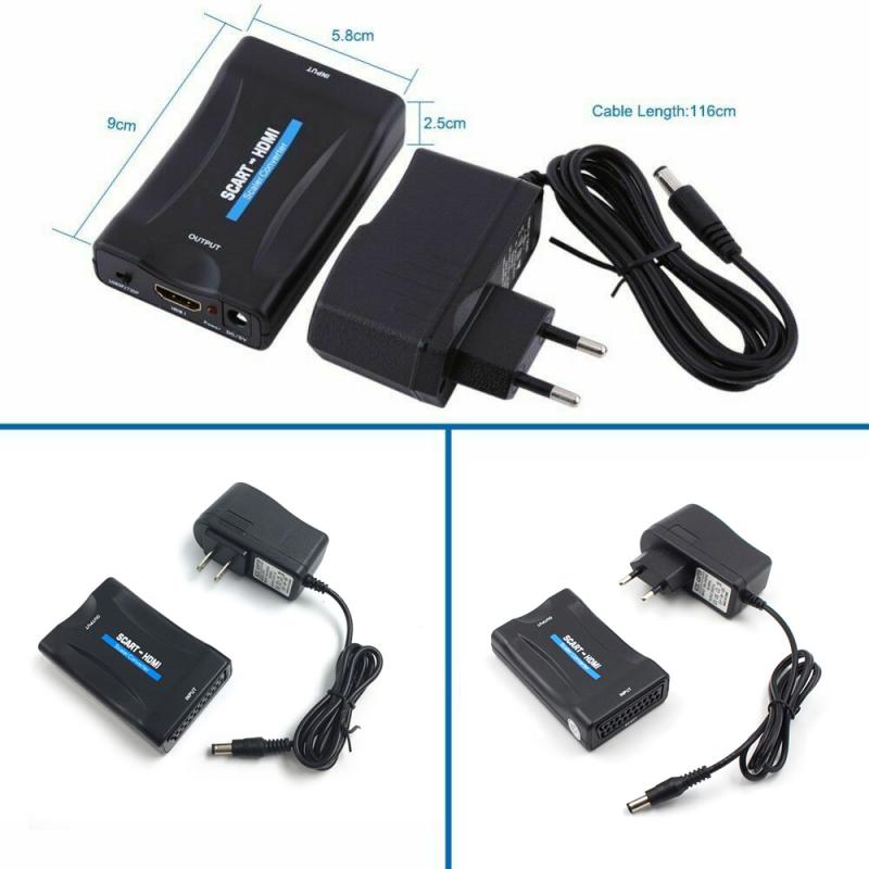 1080P SCART To HDMI Audio Video Converter Cable Adapter For DVD Player Television Digital Cables