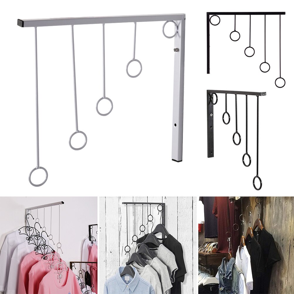 Wall Mounted Garment Racks 5 Ring Hanger Clothing Organizers Clothing Display Stand HG99