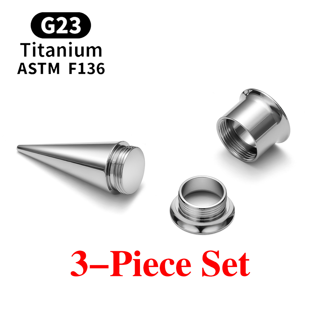 Tornillo de titanio G23, ajuste doble acampanado, oreja, túnel para carne, pendiente, expansor, ensanchador, Piercing, joyería corporal, medidores de oreja: YELLOW / PLATEADO