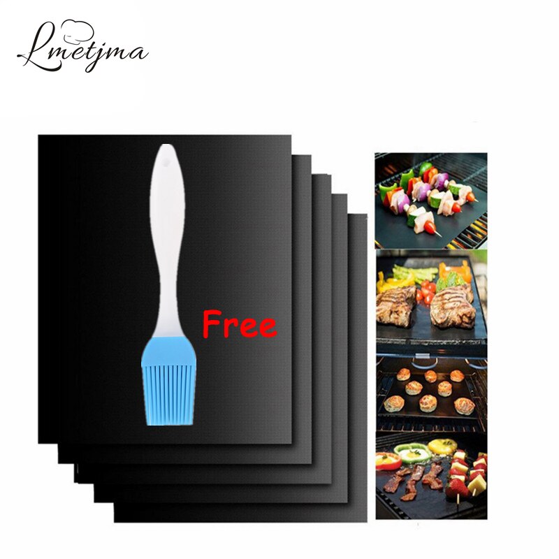 LMETJMA Large Size BBQ Grill Mat For Familly Barbecue Grill Sheet Portable Non-Stick BBQ Grill Pad Baking Microwave Oven Use Mad